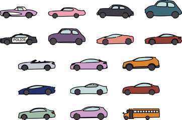 set of car vector shape