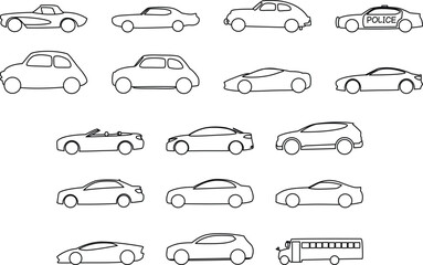 set of car vector outline