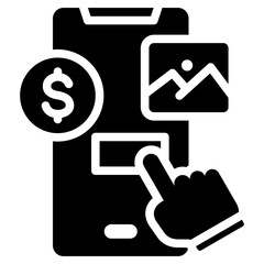 Selling Stock Photos Solid Black Icon