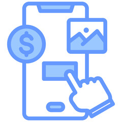 Selling Stock Photos Lineal Blue Icon