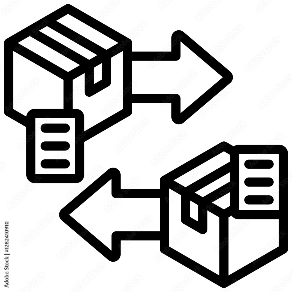 Poster customs and import export outline icon