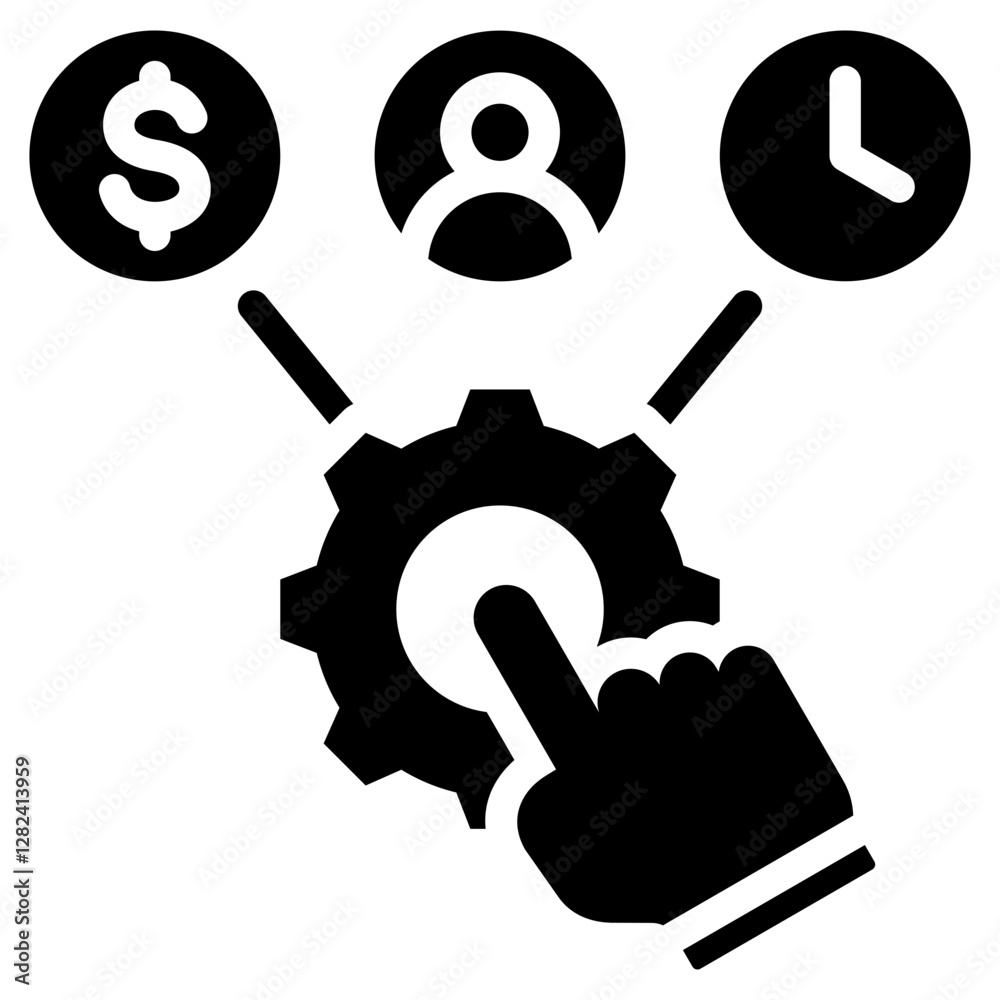 Poster resource allocation solid black icon