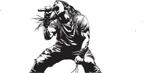 silhouette of a heavy metal singer