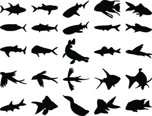 set of Fish vector shape
