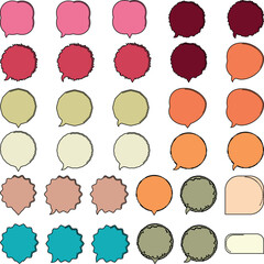 set of Bubble textbox vector shape 