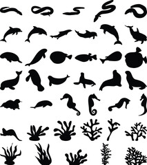 set of Black Living under the sea 
