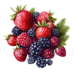Fresh Assortment of Strawberries, Raspberries, and Blackberries