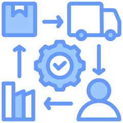 Supply Chain Coordination Lineal Blue Icon