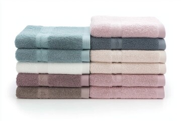 Soft and cozy towels neatly stacked in calming colors for a luxurious bathroom experience