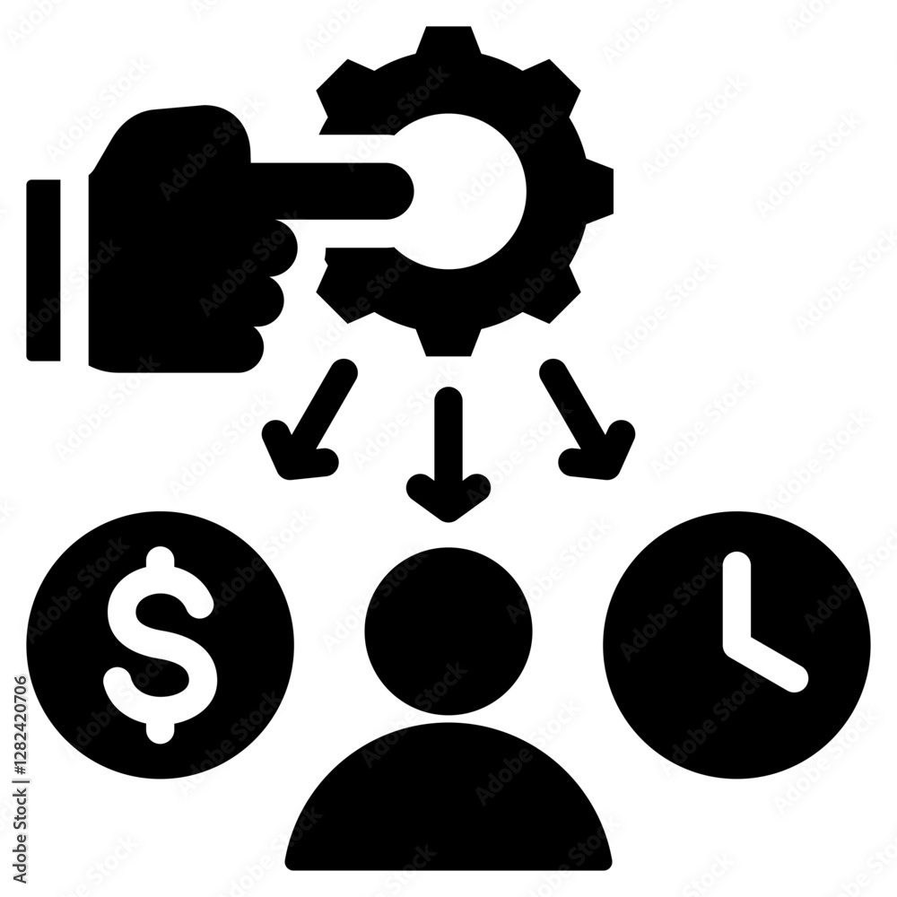 Poster resource allocation solid black icon