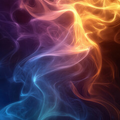 Colorful Smoke and Light Swirls: Mystical Atmospheric Background in Blue, Orange, and Purple Hues