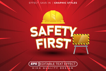 safety first 3d editable text effect template