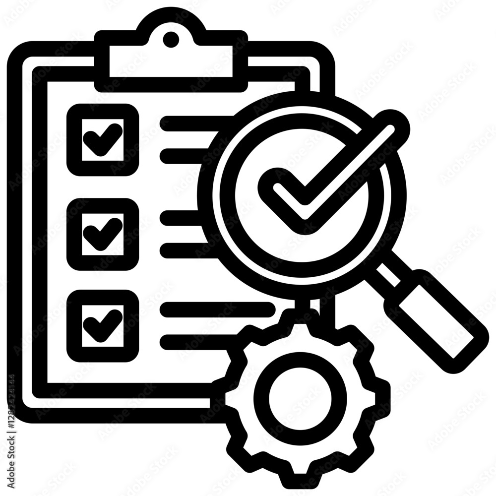 Poster inspection testing outline icon