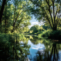Fototapeta premium Tranquility Amidst Nature: Exploring The Harmony of Natural Landscapes and Human Perception