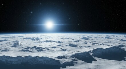 Stunning view of celestial horizon and sun over Earth.
