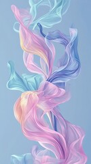 Fototapeta premium Abstract Fluid Swirls in Pastel Colors on Light Blue Background