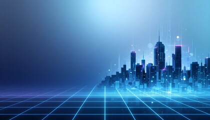 Futuristic Digital Background with Neon Glow