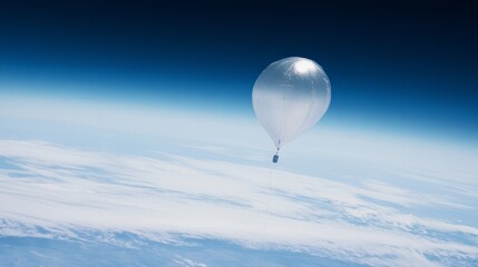 Fototapeta premium High-altitude weather balloon explores Venus, showcasing futuristic planetary probe technology and space exploration advancements. 