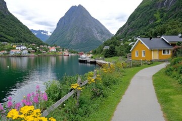 Fototapeta premium Moody mountain landscape in Norway