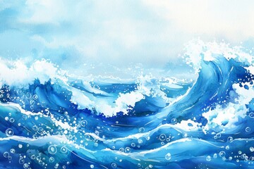 Captivating waves dance under a bright sky, bringing life to the ocean's embrace