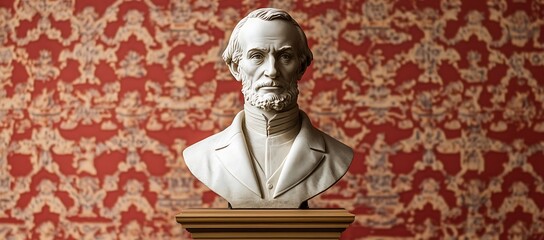 White marble bust of a bearded man on a stand