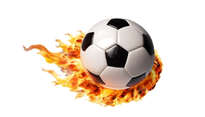 Soccer ball flying on fire png