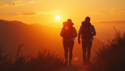 Couple Hiking at Sunset: A Golden Hour Adventure