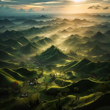 sunset in the mountains