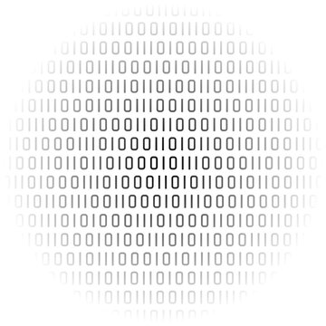 Binary code abstract pattern background with radial gradient fill and transparent backdrop
