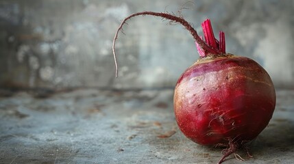 large beet with long stem and vibrant red color