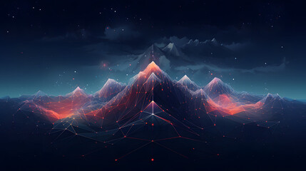 Fototapeta premium A mountain range with a red and orange color scheme