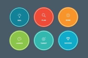 Vector Infographic design with icons and 6 options or steps. Infographics for business concept. Can be used for presentations banner, workflow layout, process diagram, flow chart, info graph