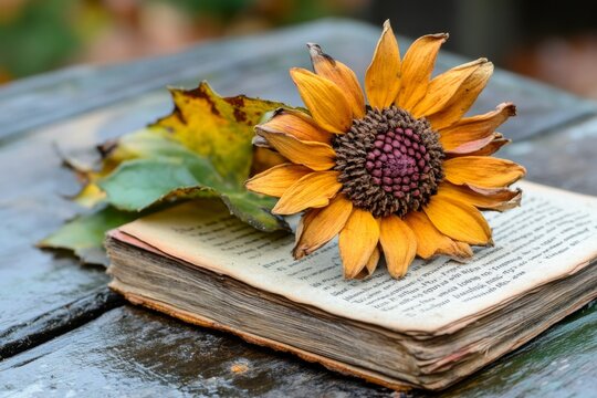 Picture of dried flowers signed in Latin Herbarium from dried blossoming flower with Latin subscript
