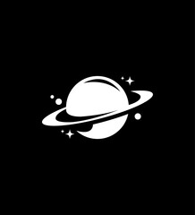Saturn Planet Space Icon Design, Minimalist, Cosmic, Stars, Rings