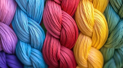 A creative visual of diverse colorful strands braided into one, depicting harmony, strength, and cooperation.