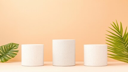 Minimalist Stone Display Stand for Product Presentation with Soft Natural Lighting