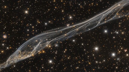Woven cosmic thread glowing in celestial light, embodying the vast beauty of the universe.
