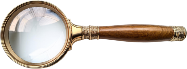 Elegant Gold Framed Magnifying Glass with Wooden Handle Vintage Style Reading Aid Detailed Close up