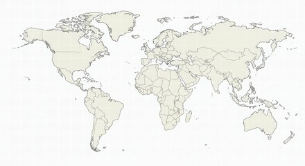 Blank map outlines of continents and countries for educational purposes.