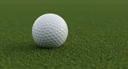Obraz premium Close-up of white golf ball on lush green turf.