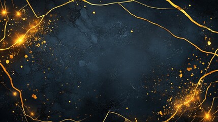 Gold veins crossing dark blue textured background with golden flecks