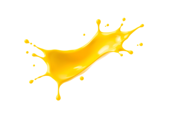 Yellow Liquid Splash on Transparent Background