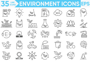 Environment icon set.nature, recycle, renewable, environmental, ecological, eco-friendly, forest, wind power, green energy, trees, ecology and more.Vector and illustrator set.