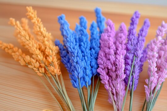 Picture of dried flowers signed in Latin Herbarium from dried blossoming flower with Latin subscript
