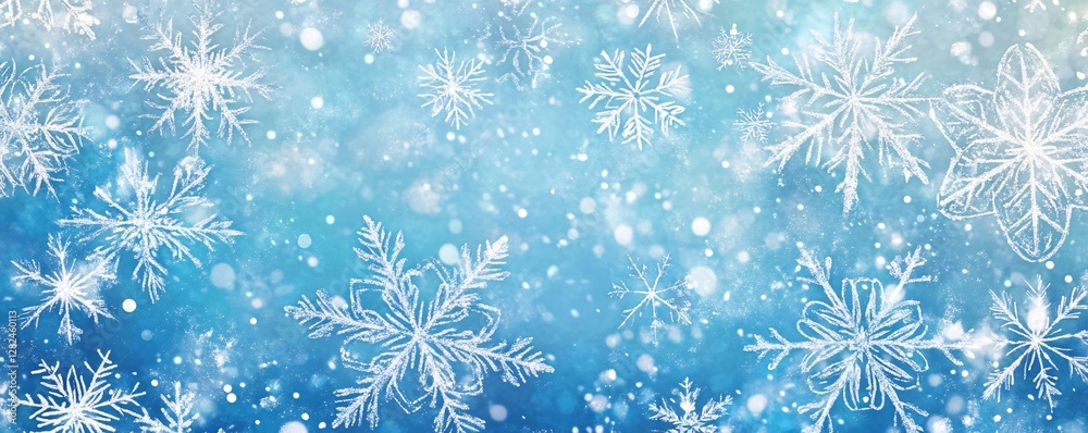 Poster snowflakes falling creating festive winter background