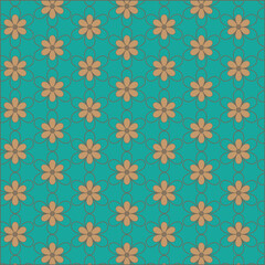 simple abstract brown colour flower pattern. on pest green colour background.