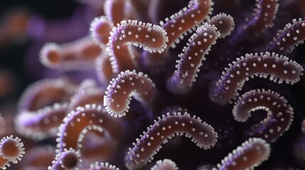 Obraz premium Measles virus with barrier gaps, soft cellular background, symbolizing health crisis challenges. 