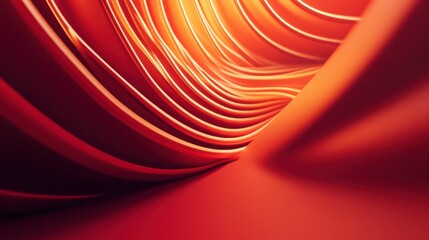 Abstract red background with curved lines, light and shadow, high-speed motion blur effect, dark tone, futuristic style, wide-angle lens, gradient effect.