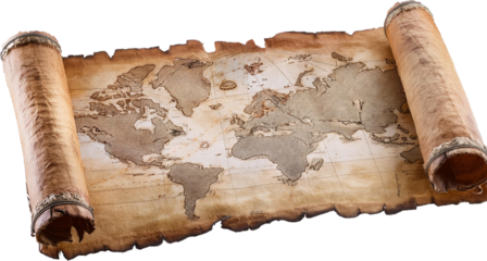 Antique Rolled World Map Vintage Travel Exploration Aged Parchment Geography
