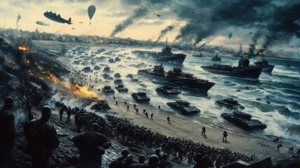 The magnificent scene of the Normandy Campaign was the large-scale amphibious invasion launched by the Allies on the beaches of Normandy, France during World War II.